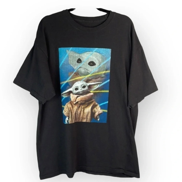 STAR WARS Mens Black Grogu Baby Yoda The Manalorian Graphic Crewneck T-Shirt XL - Picture 2 of 11